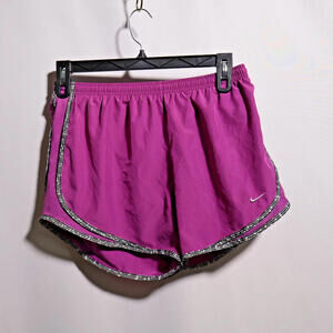 Nike Dri-Fit Purple Shorts Running Lined Black Hem Side Vents Womens L 80s‎ Vibe